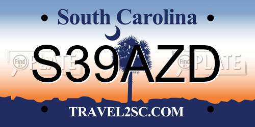 S39AZD South Carolina License Plate