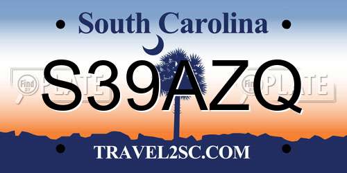 S39AZQ South Carolina License Plate