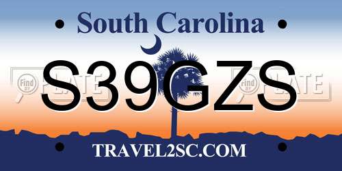 S39GZS South Carolina License Plate
