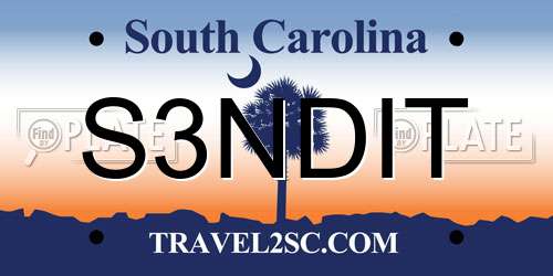 S3NDIT South Carolina License Plate