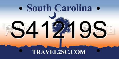 S41219S South Carolina License Plate