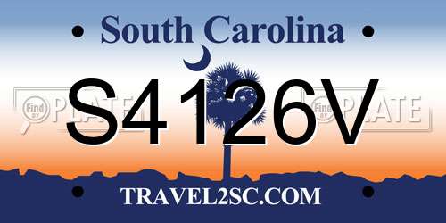 S4126V South Carolina License Plate