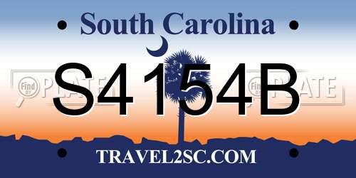 S4154B South Carolina License Plate