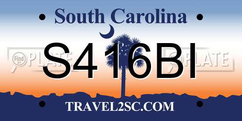 S416BI South Carolina License Plate
