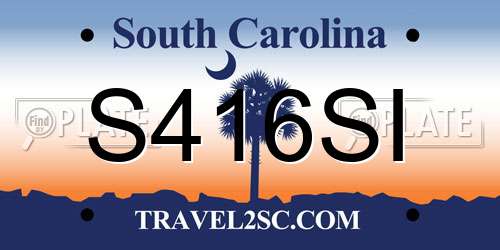 S416SI South Carolina License Plate