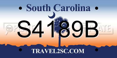 S4189B South Carolina License Plate