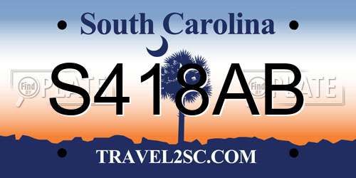 S418AB South Carolina License Plate