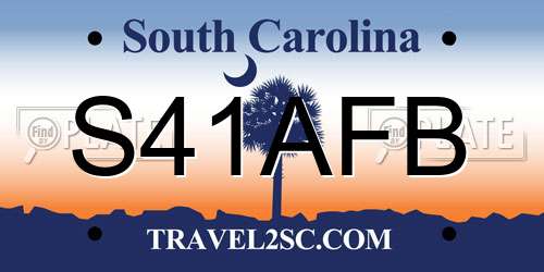 S41AFB South Carolina License Plate