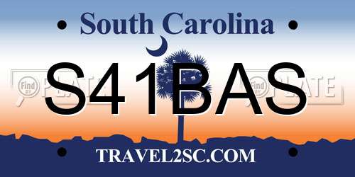 S41BAS South Carolina License Plate
