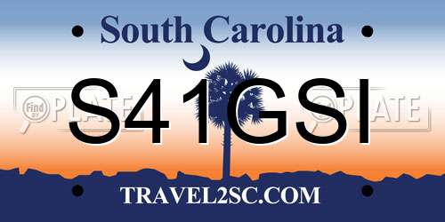 S41GSI South Carolina License Plate