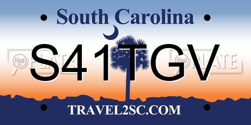 S41TGV South Carolina License Plate
