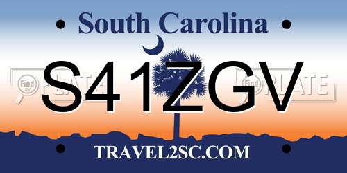 S41ZGV South Carolina License Plate