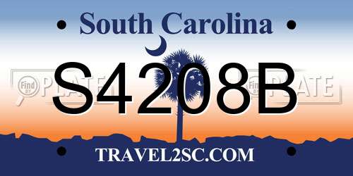 S4208B South Carolina License Plate