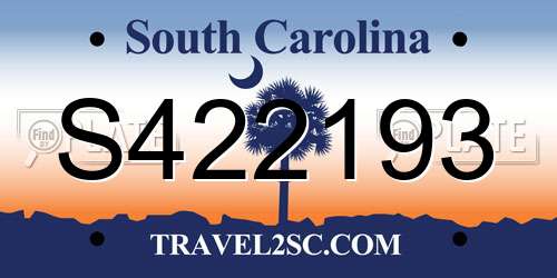 S422193 South Carolina License Plate