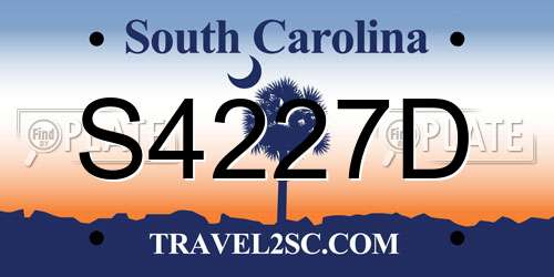 S4227D South Carolina License Plate