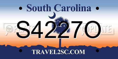 S4227O South Carolina License Plate