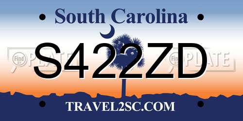 S422ZD South Carolina License Plate