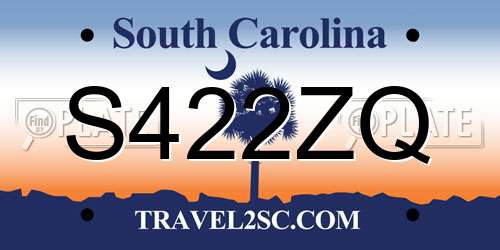 S422ZQ South Carolina License Plate