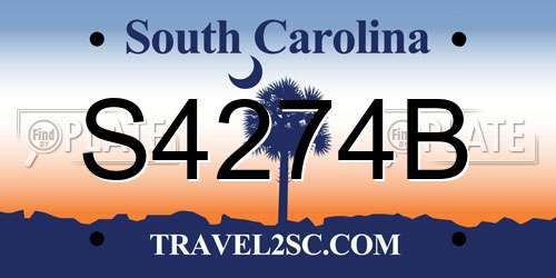 S4274B South Carolina License Plate