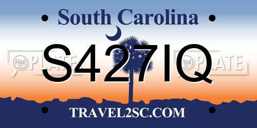 S427IQ South Carolina License Plate