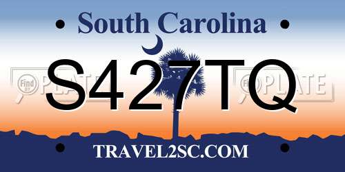 S427TQ South Carolina License Plate