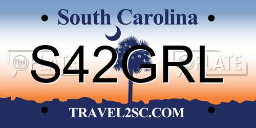 S42GRL South Carolina License Plate