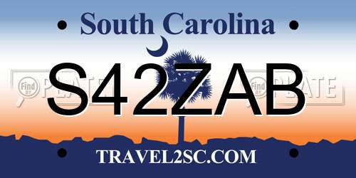 S42ZAB South Carolina License Plate