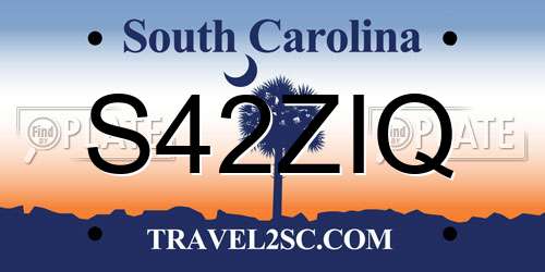 S42ZIQ South Carolina License Plate