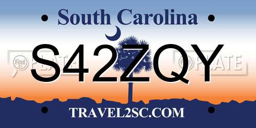 S42ZQY South Carolina License Plate