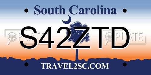S42ZTD South Carolina License Plate
