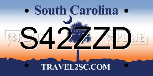 S42ZZD South Carolina License Plate