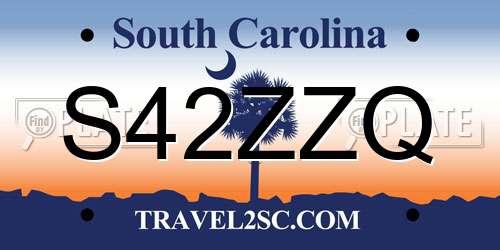 S42ZZQ South Carolina License Plate