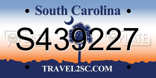 S439227 South Carolina License Plate