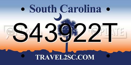 S43922T South Carolina License Plate