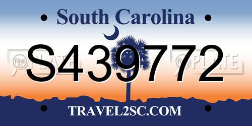 S439772 South Carolina License Plate