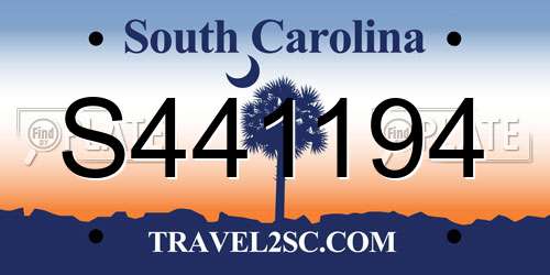 S441194 South Carolina License Plate