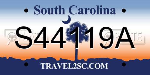 S44119A South Carolina License Plate