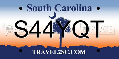 S44YQT South Carolina License Plate