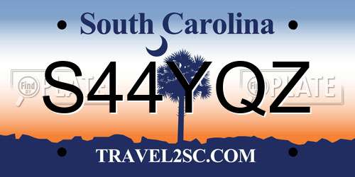S44YQZ South Carolina License Plate