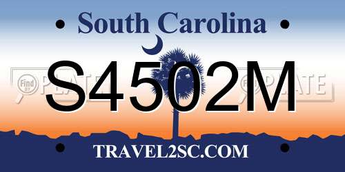 S4502M South Carolina License Plate