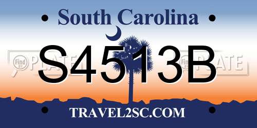 S4513B South Carolina License Plate