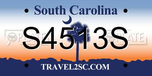 S4513S South Carolina License Plate