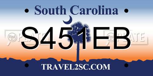 S451EB South Carolina License Plate