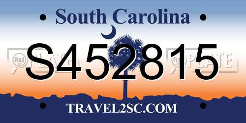 S452815 South Carolina License Plate