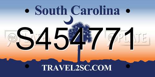 S454771 South Carolina License Plate
