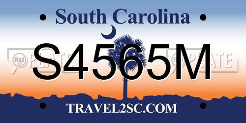 S4565M South Carolina License Plate
