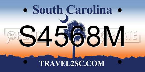 S4568M South Carolina License Plate