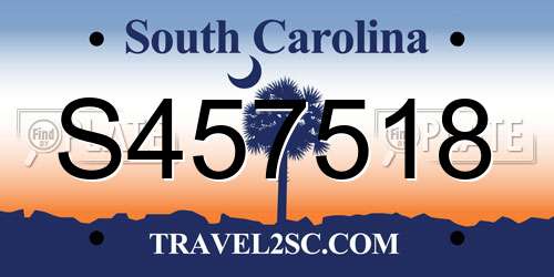 S457518 South Carolina License Plate