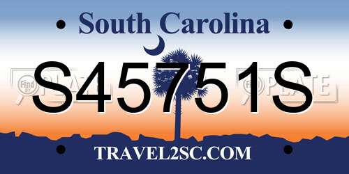 S45751S South Carolina License Plate