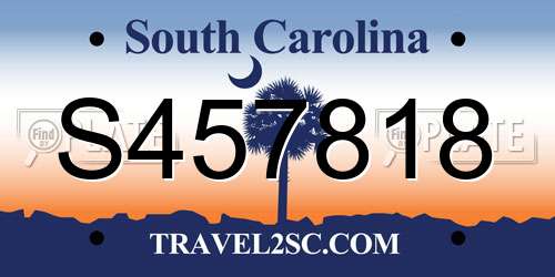 S457818 South Carolina License Plate